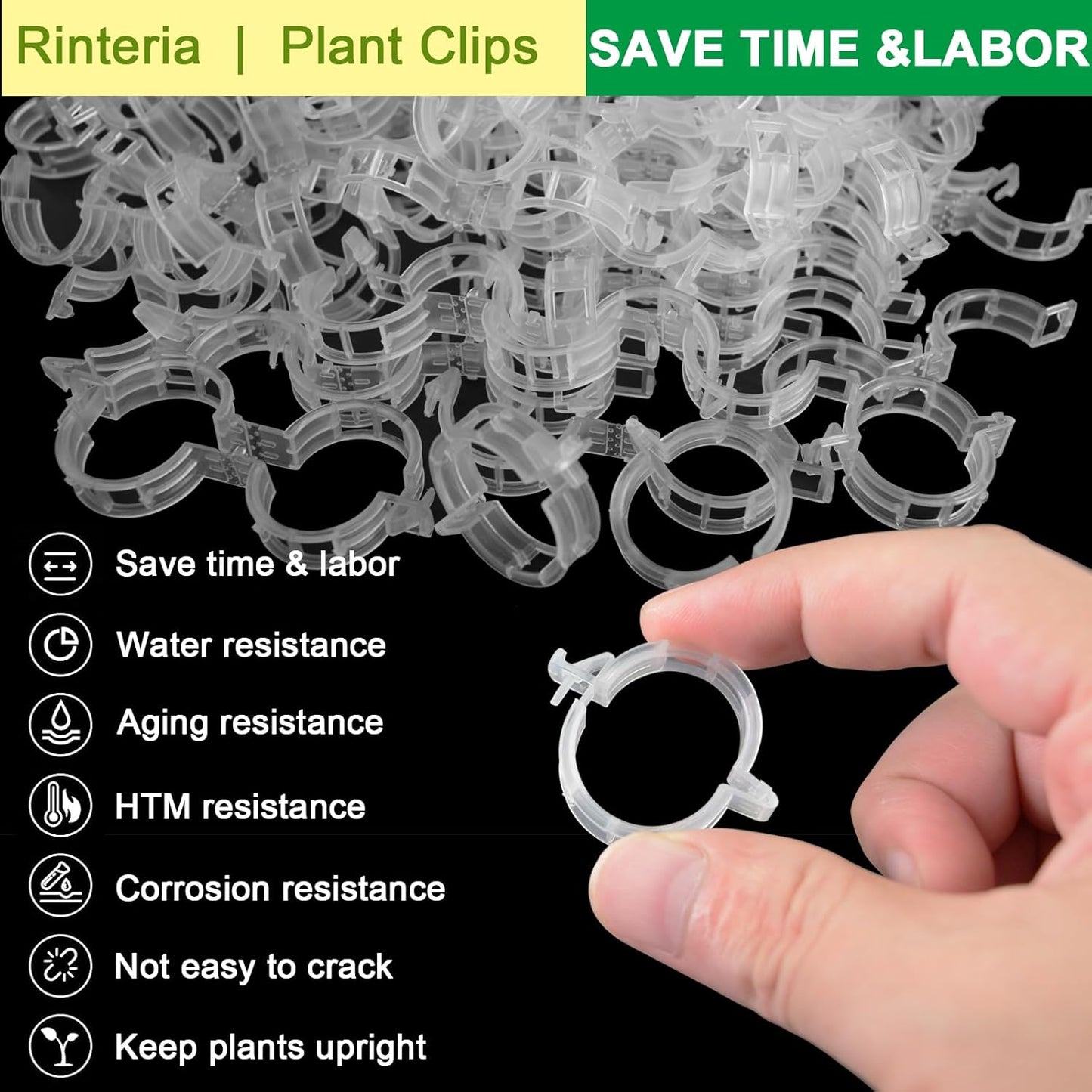 Tomato Clips - 100 Pack Clear Reusable Plant Support Clips for Climbing Vegetables & Vines