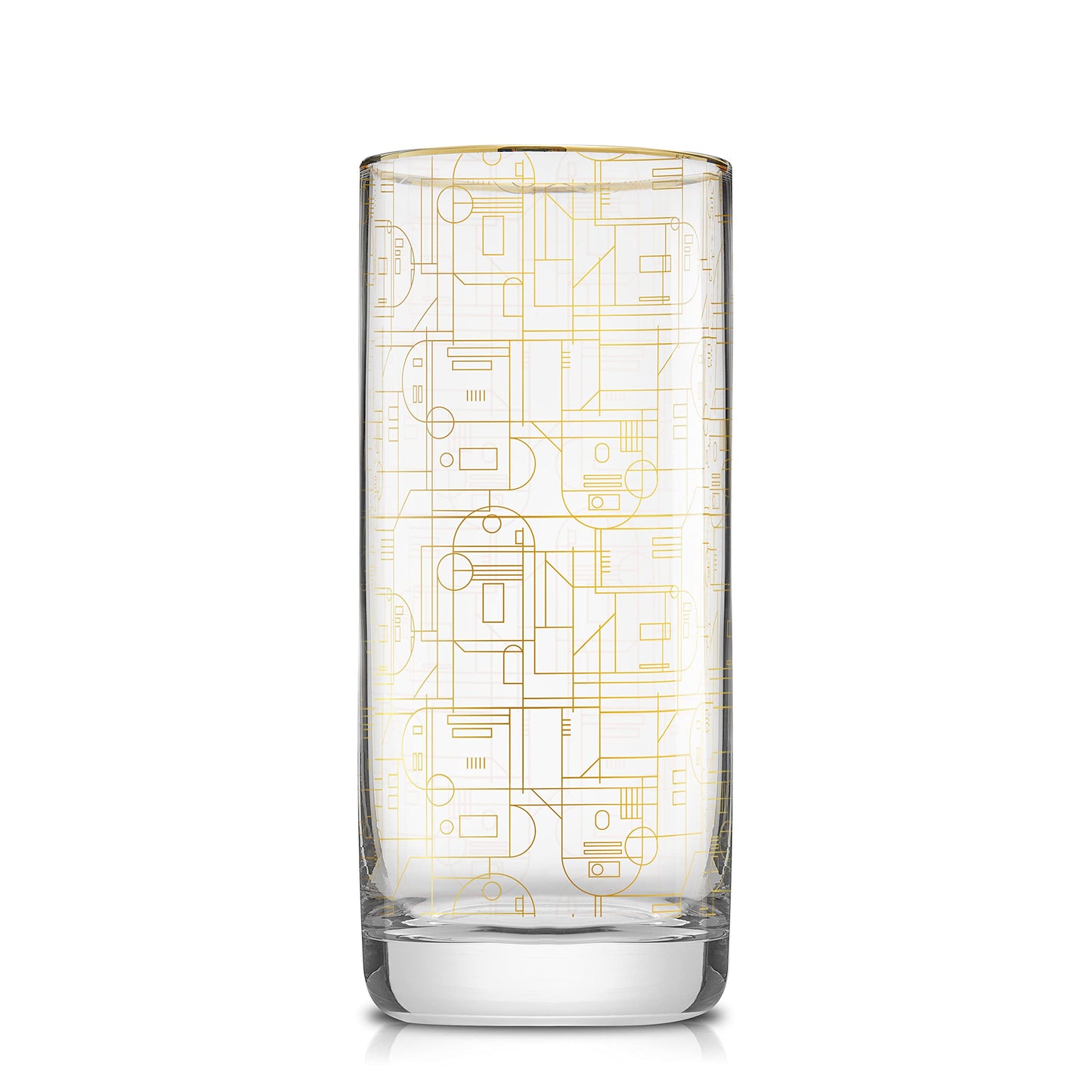 JoyJolt Star Wars Glassware. 'Deco' Highball Glasses Set of 4, 13.5oz Star Wars Glasses. Highball Glass Tumbler with Darth Vader in a Retro Crystal Glass Cup. Tall Drinking Water Glasses For Kitchen