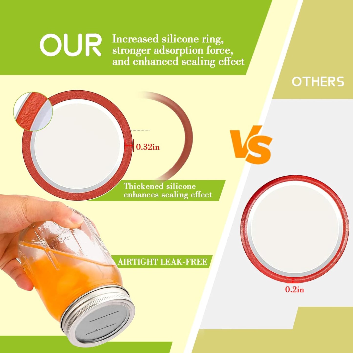 LOVE MOMENT Canning Lids and Rings - 48PCS Regular Mouth, Food Grade, 100% Airtight Fit for Mason Jars