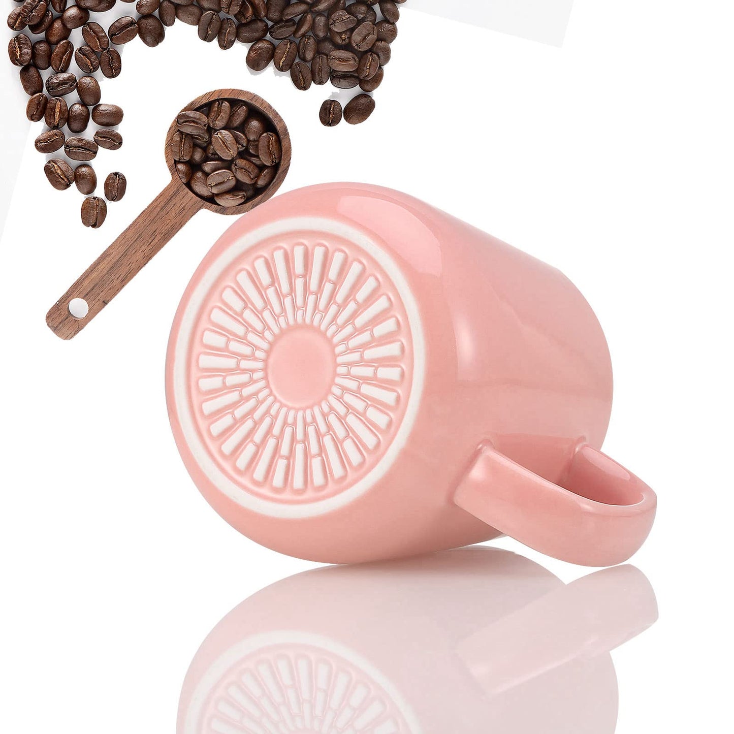 VOBAGA Coffee Cup with Lid and Flat-Bottom, 13 oz Tea Mug for Daily Use Warming Coffee &Tea (Pink)