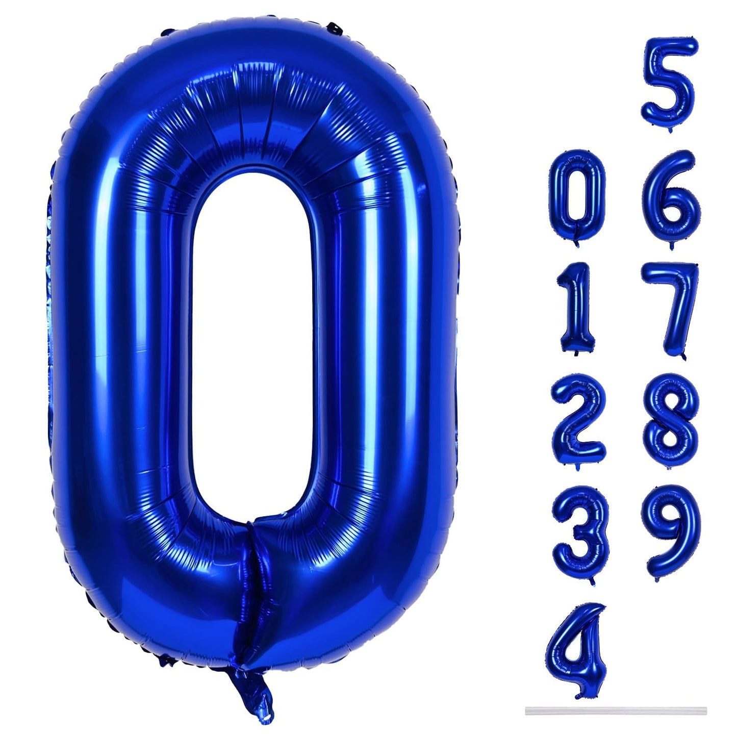 40 Inch Balloon Number 0 Navy Blue, Large Foil Dark Blue Number Balloons Set 0-9, Royal Blue Digital 0 Helium Balloons for Boys 10th 20th Birthday Anniversary Party Decoration Supplies