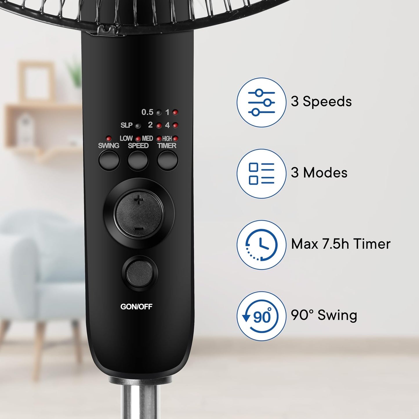 Xcity 16-Inch Oscillating Pedestal Fan - High Velocity, Remote Control, Adjustable Height & Tilt | Quiet Operation for Bedroom & Office, Black