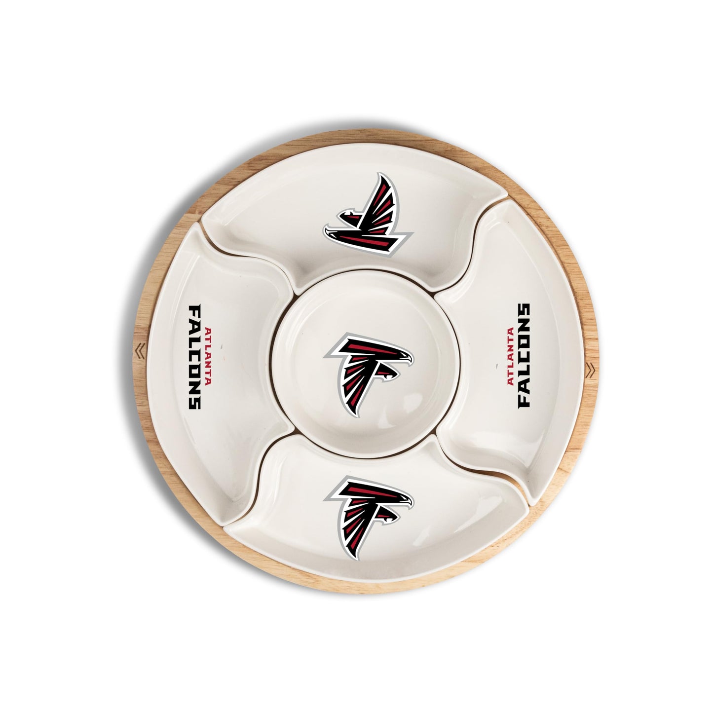 The Memory Company Officially Licensed 16" 5-Section Serving Tray w/Wood, Atlanta Falcons