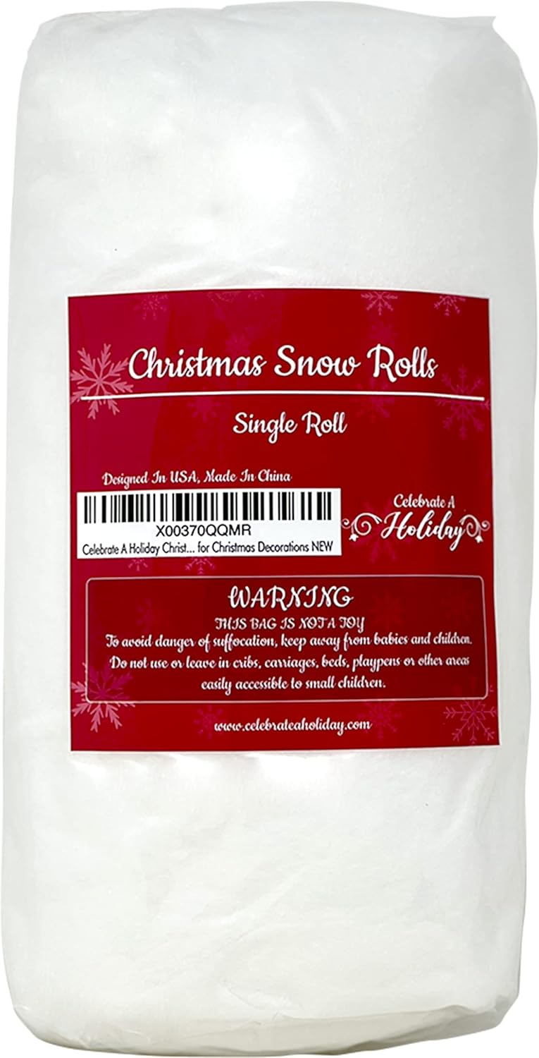 Skiennix Christmas Snow Roll - 3ft x 8ft Artificial Snow Blanket for Holiday Decorations | Fake Snow for Villages