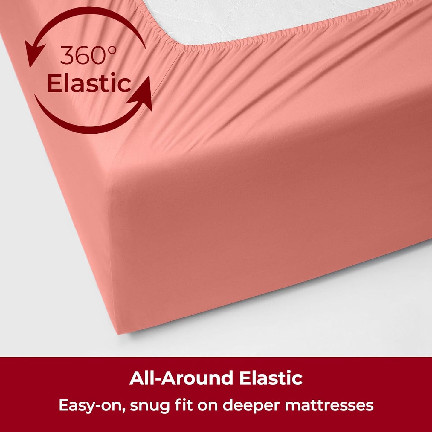 Mellanni Extra Deep California King Sheets - Hotel Luxury, Ultra Soft Cooling Bedding - Wrinkle & Stain Resistant (Coral)