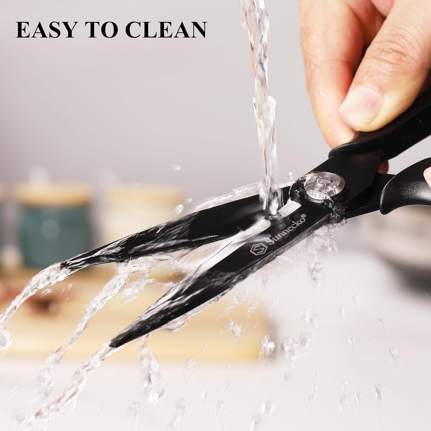 Sunnecko Kitchen Scissors - Heavy Duty Titanium Coated Shears | Micro Serrated Blades, Detachable Design