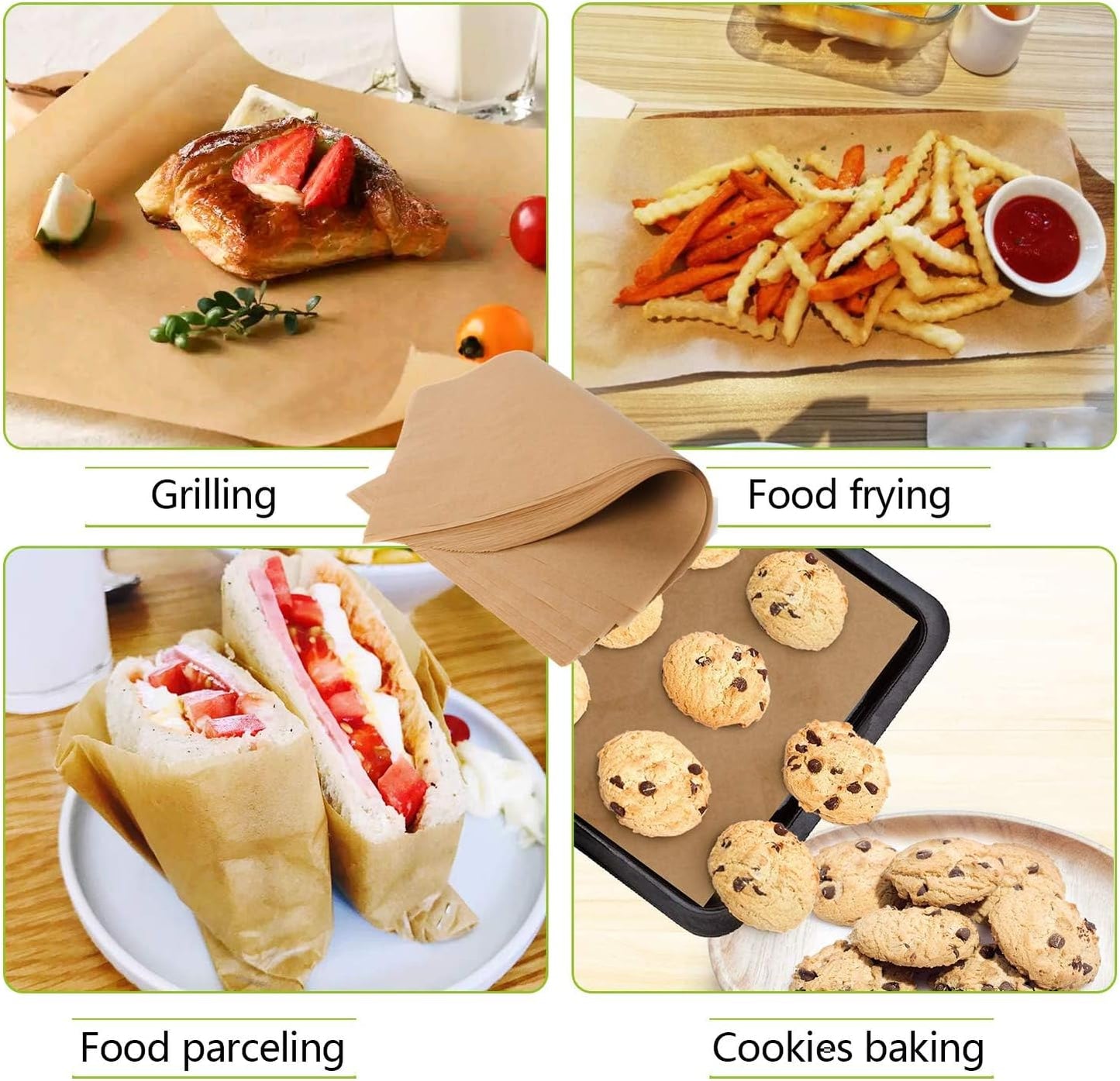 QYH Parchment Paper Sheets - 300 Unbleached Precut Baking Sheets, 8x12 Inches for Cookies & Air Frying