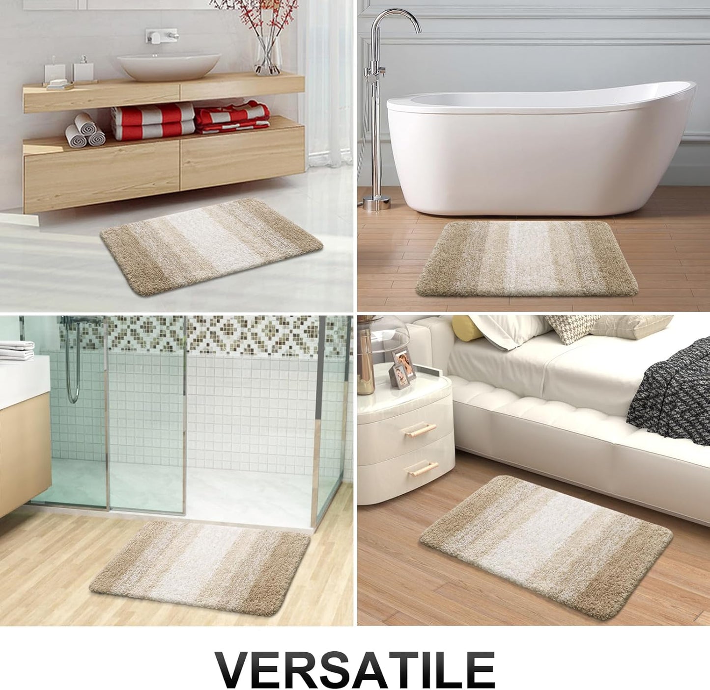 OLANLY Bathroom Runner Rug - Extra Soft Microfiber Mat with Rubber Backing | 44x24 Inches, Quick Dry, Tan