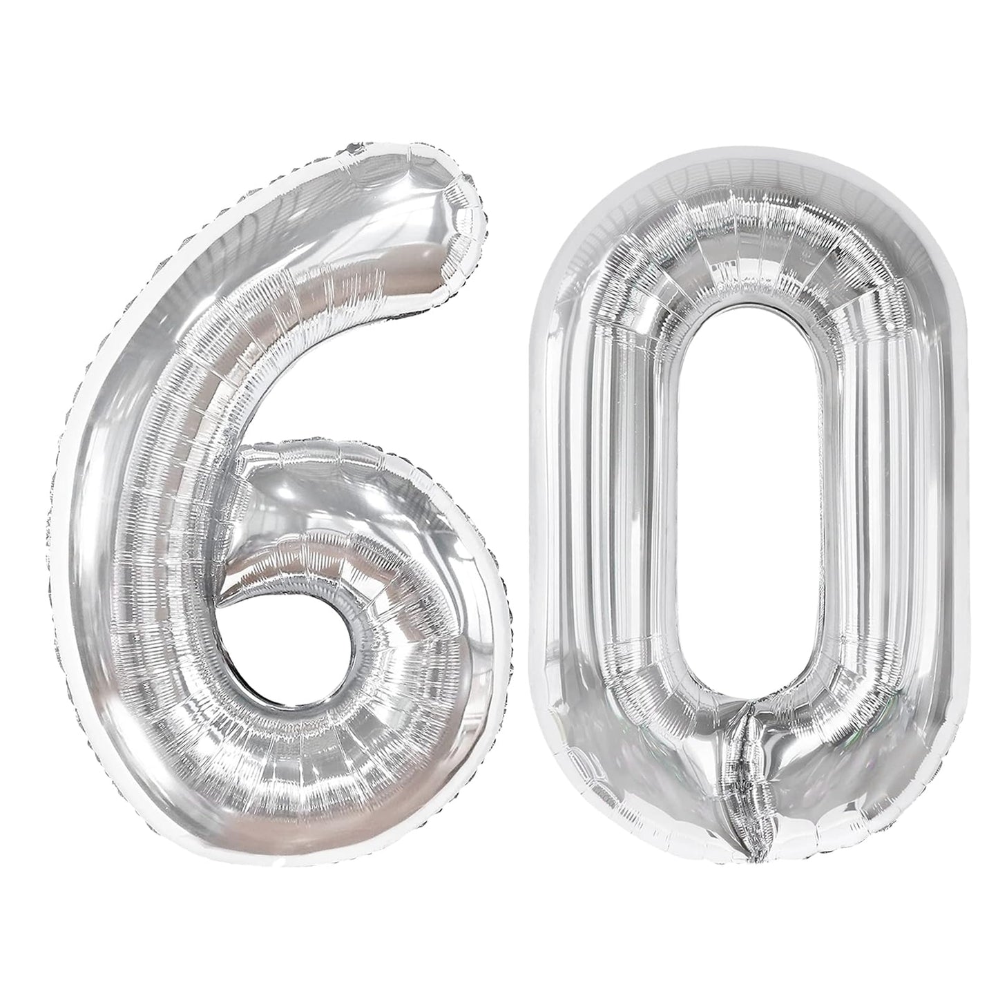 Silver Number 60 Balloon 40 inch, 60 Number Balloons, 60th Silver Birthday Decorations for Girls Boys Kids, 60 Year Old Women Men Silver Party Supplies