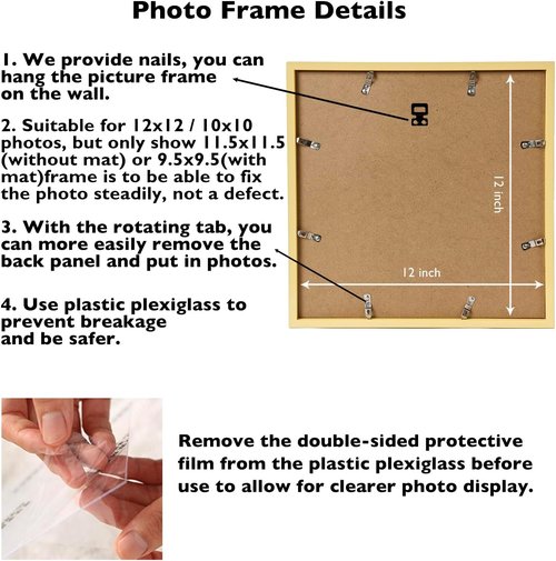 JCJMY 12x12 Picture Frame - Elegant Gold Design with 10x10 Mat for Diamond Art & Photos