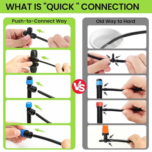 Bonviee Drip Irrigation System 230FT - Quick Connect Garden Watering Kit with Adjustable Emitters & Tubing