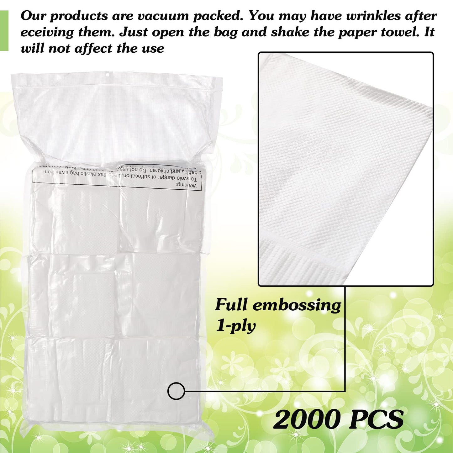 Kisston 2000 Count Cocktail Napkins Bulk White Cocktail Napkins Paper 1 Ply Folded Bulk for Kitchen Wedding Beverage Hand Towel Paper for Restaurants Bar Party