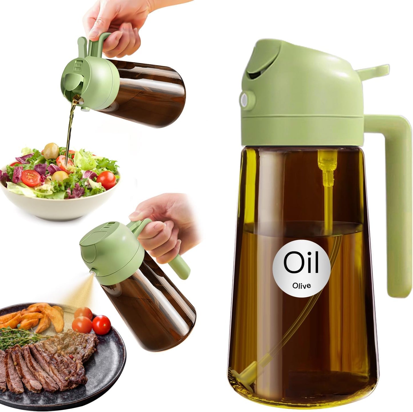 YARRAMATE Light Blocking Oil Sprayer - 16oz Food-Grade Olive Oil Dispenser Bottle | Premium Dark Amber Glass for Cooking & BBQ