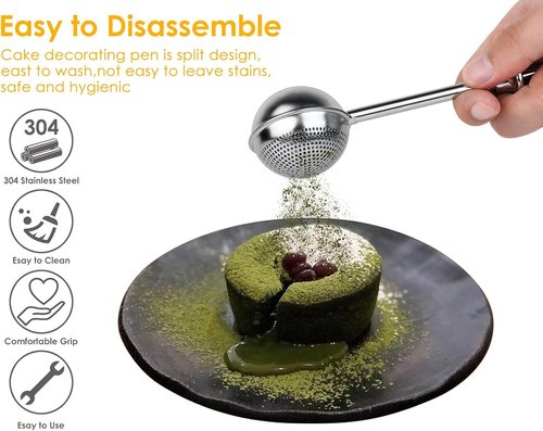 304 Stainless Steel Flour Sifter Set by [Brand Name] - Spring-Operated Handle for Baking & Sifting