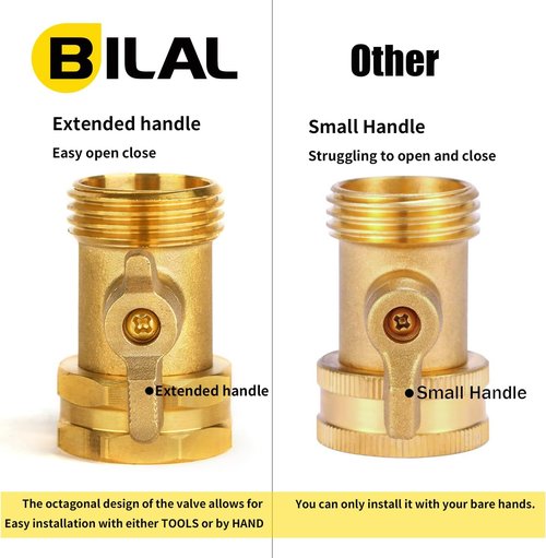 Heavy Duty Brass Hose Shut Off Valve by [Brand Name] - Extended Handle - 3/4" Connector with 4 Washers