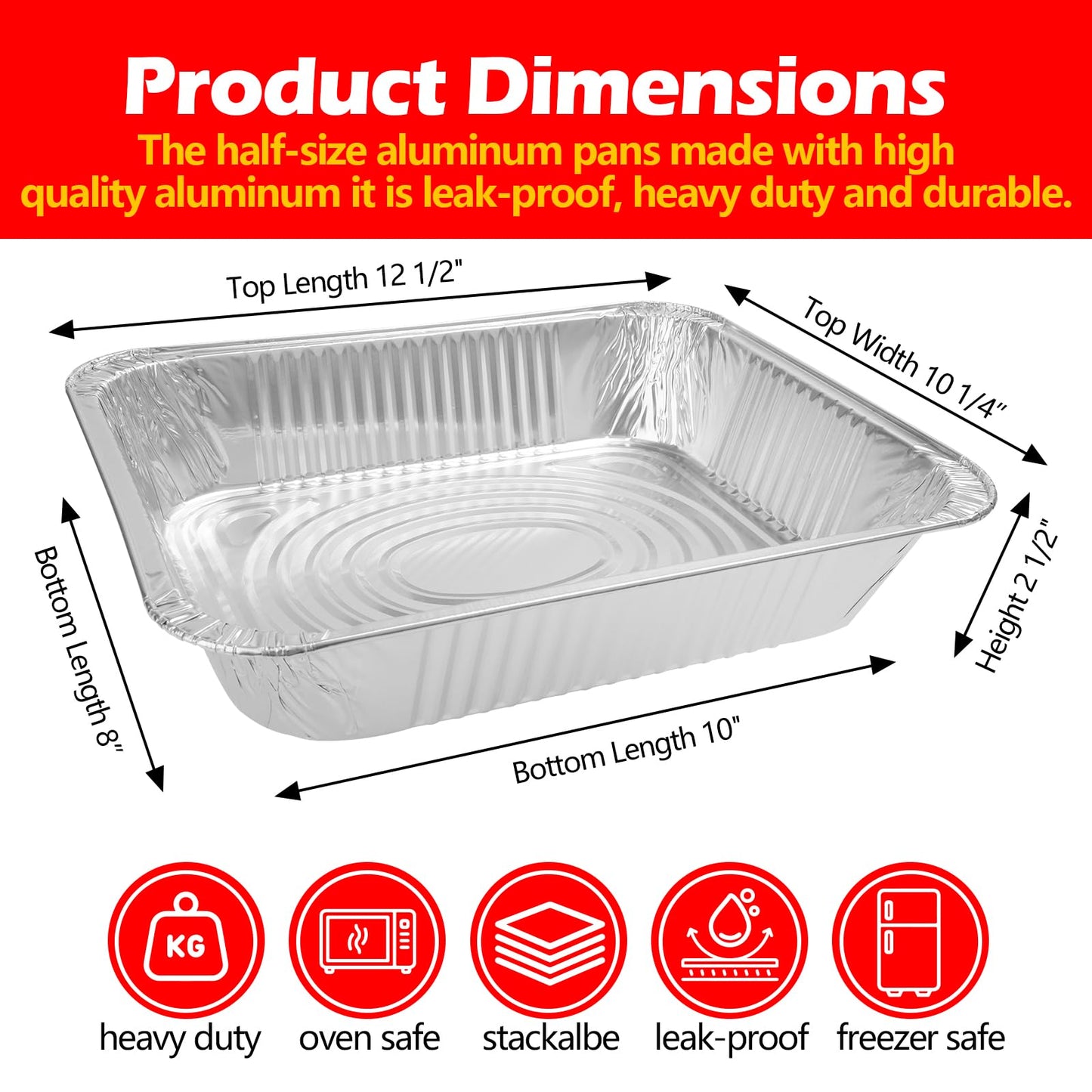 MAXTBEE 9x13 Aluminum Foil Pans, 30 Pack Disposable Trays Half Size Heavy Duty Tin Pans Deep Food Containers For Cooking, Meal Prep, Baking, Roasting, Chafing, Heating or Steam Table