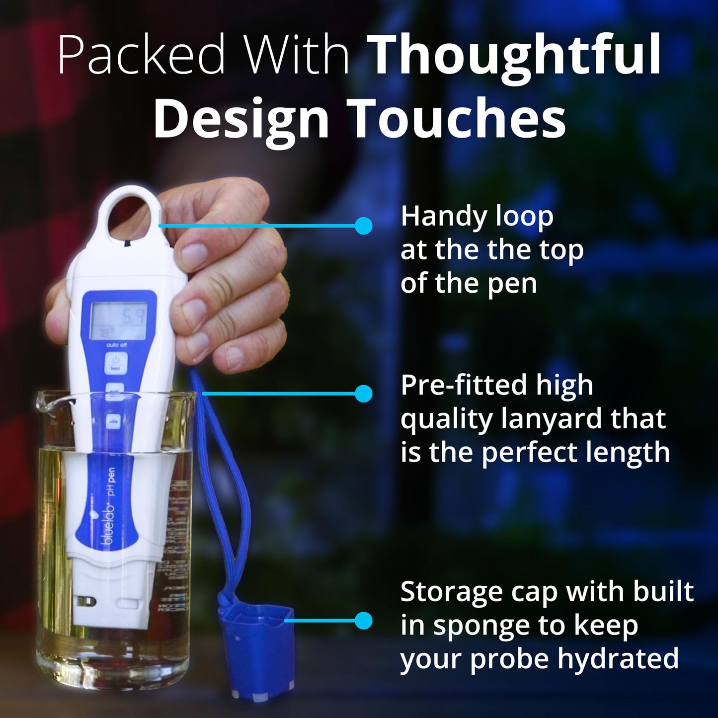 Bluelab pH Pen - ± 0.1 pH Accurate, Durable Double Junction Probe, Waterproof & Floats, Auto Temperature Compensation, Easy Calibration - Made in NZ