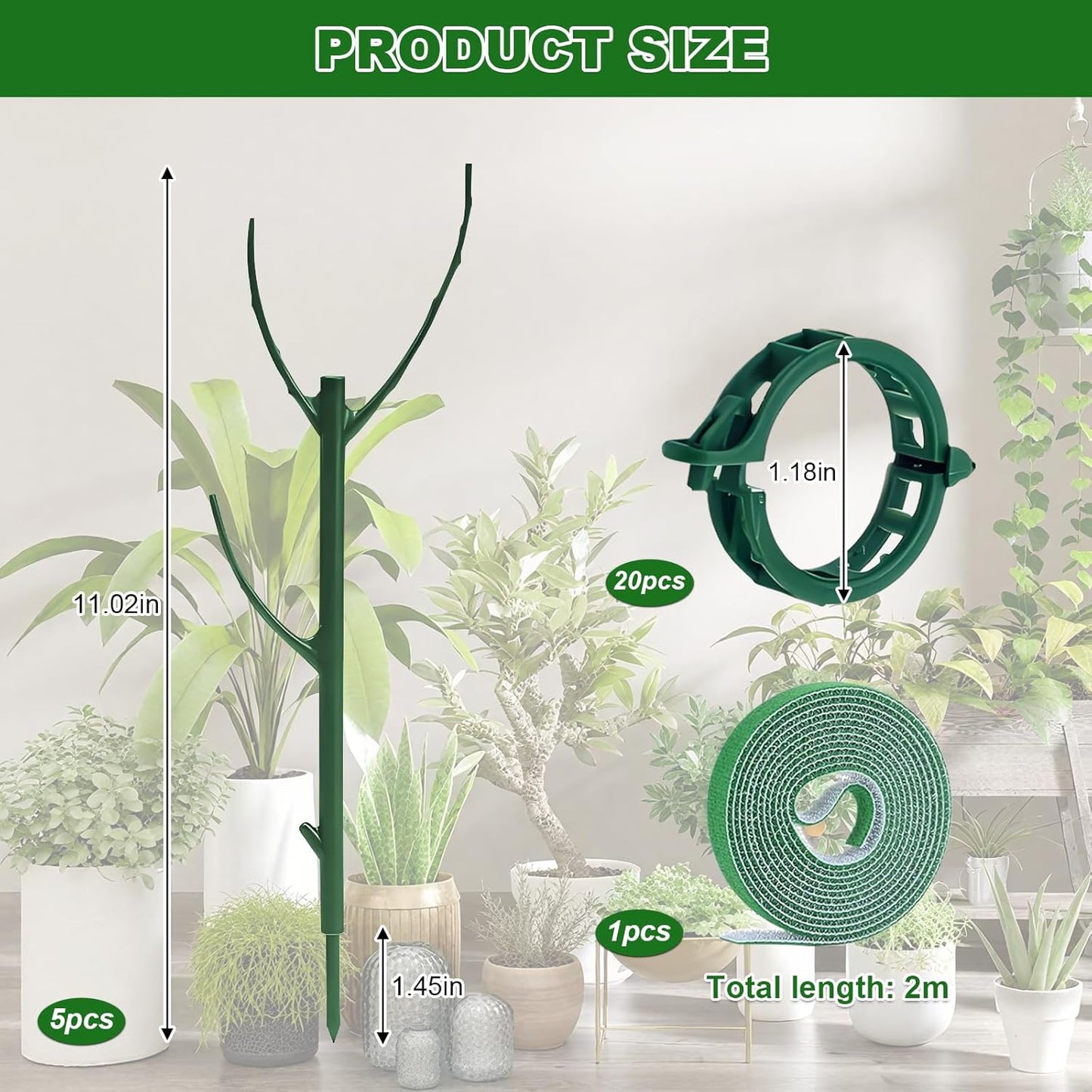 Skiennix Adjustable Plant Support Pole - Stackable Indoor/Outdoor Clamps for Monstera & Climbing Plants | 5-Pack Garden Accessories