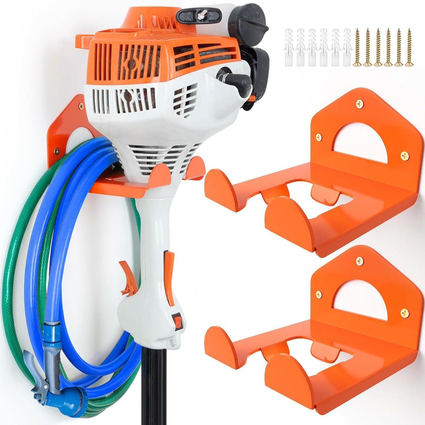 Reliahom Garage Organization - Heavy Duty Weed Eater Hanger & Garden Tool Organizer | 2 Pack