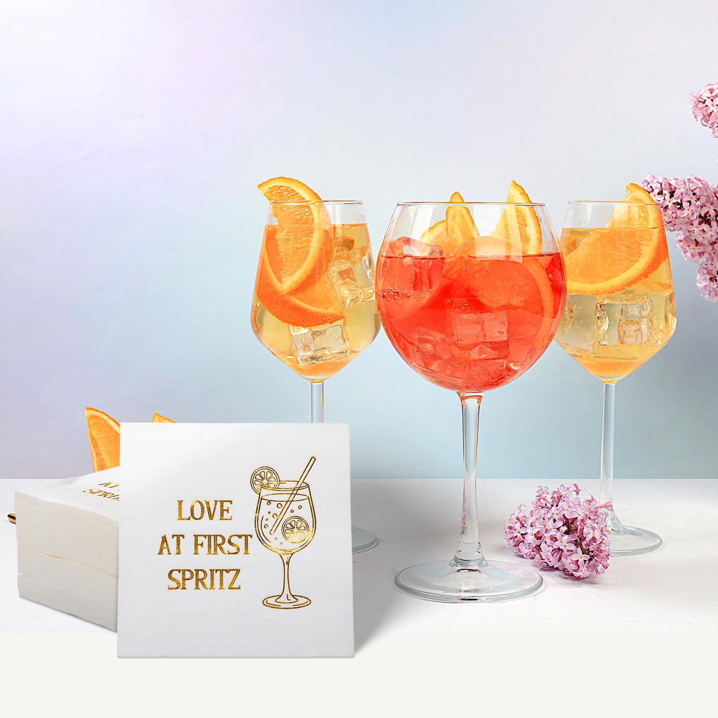 Eaasty 100 Counts Love at First Spritz Napkins 5" x 5" Spritz Bridal Shower Decorations Funny Cocktail Napkins for Citrus Bridal Shower Bachelorette Wedding Engagement Party Tableware Supplies