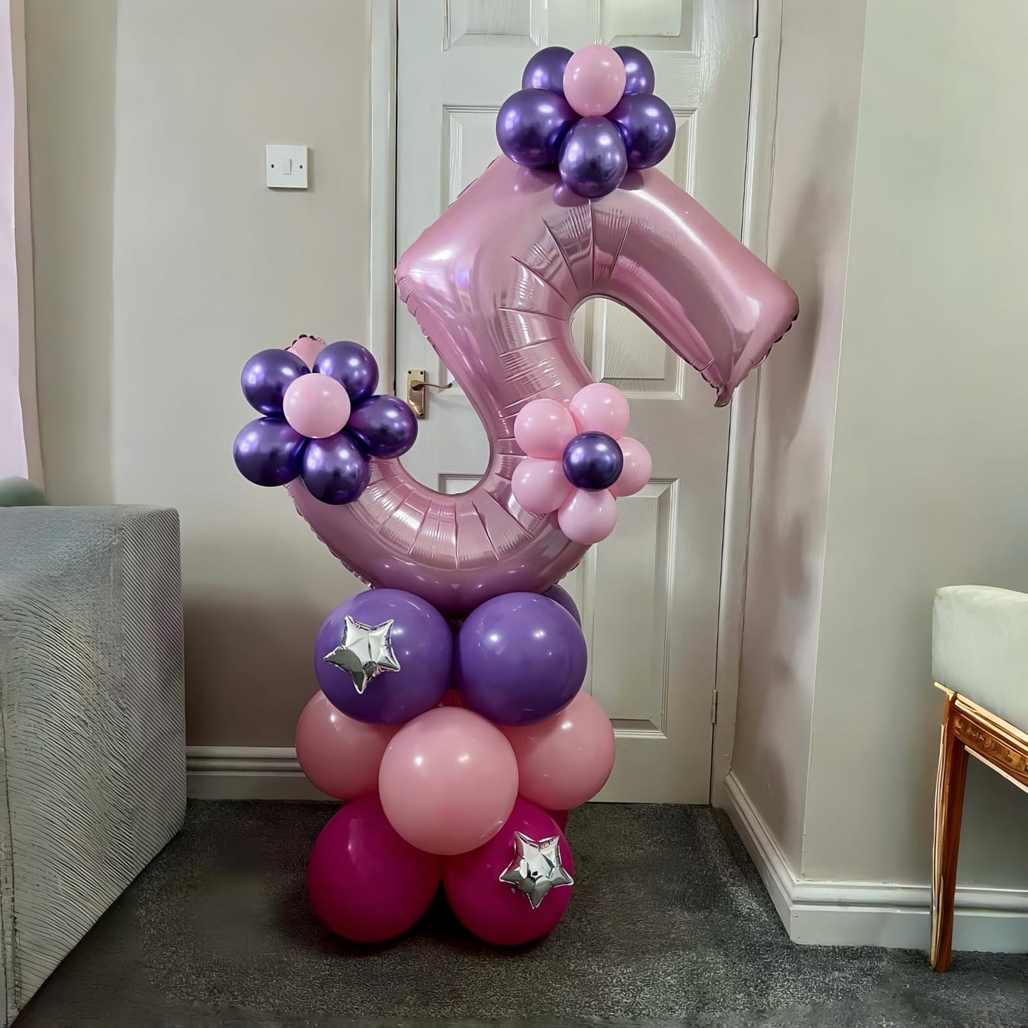 Light Pink Balloon Number 5, 40 Inch Large Self Inflating Foil Number Balloons 0-9, Pastel Pink Digital 5 Helium Balloon for 5th Girls Women Birthday Party Graduation Anniversary Decorations