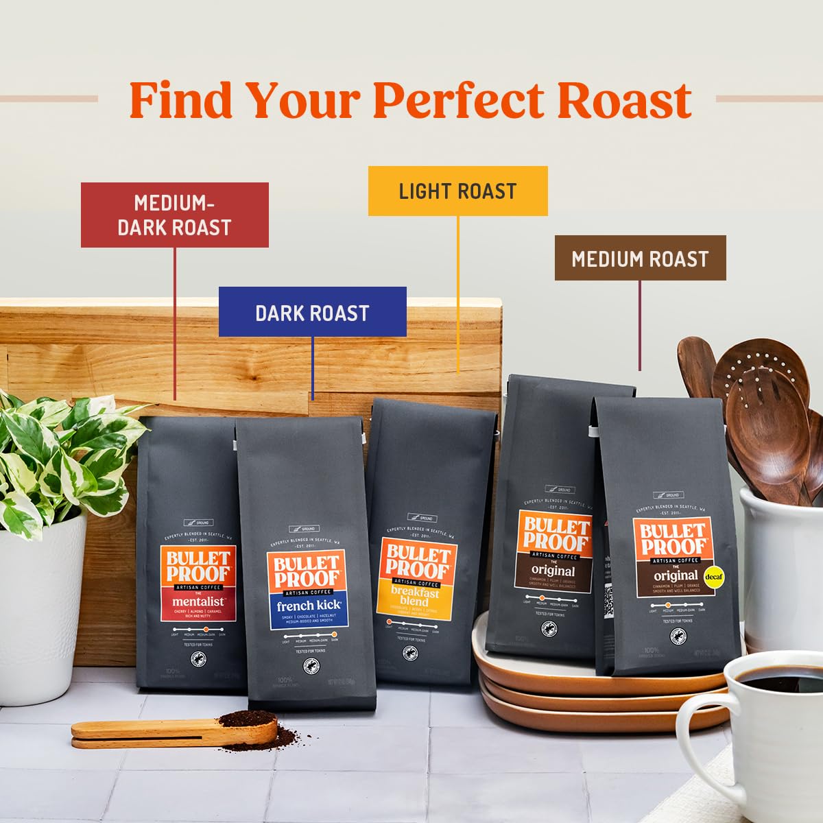 Bulletproof Original Medium Roast Ground Coffee, 100% Arabica Coffee, Tested for Toxins, Clean Coffee Sustainably Sourced, 12 Ounces (3 Pack)