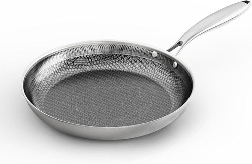 COOKER KING 8-Inch Stainless Steel Frying Pan - Hybrid Nonstick Skillet with Even Heat Distribution & Stay-Cool Handle