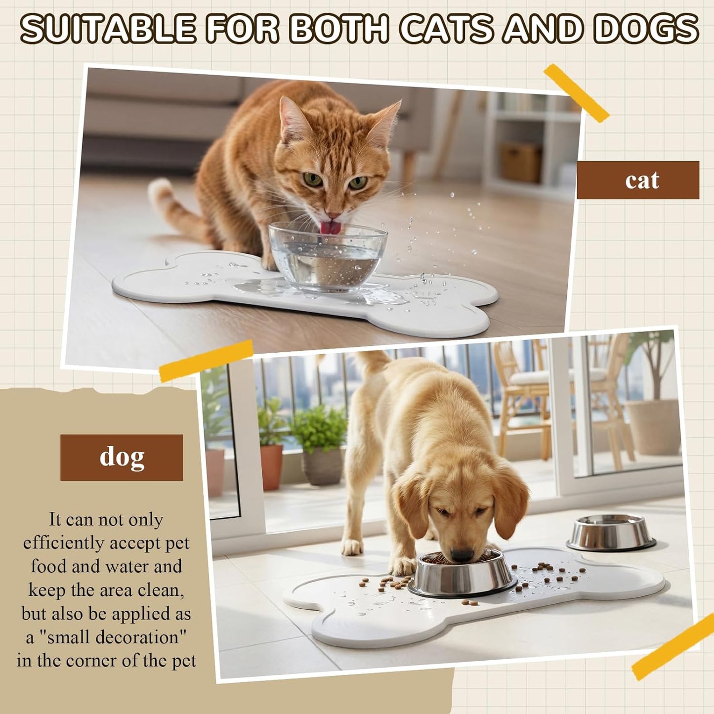 **Stone Dry Mat | 16" x 10" Diatomaceous Earth Pet Feeding Mat - Quick Drying, Non-Slip, Waterproof for Cats & Dogs**