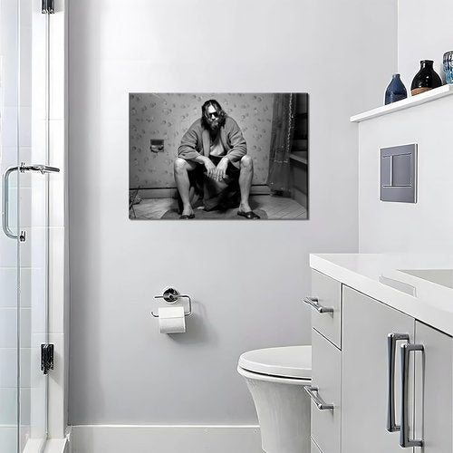 Funny Bathroom Wall Decor | 90s Movie Posters Black and White Art - Humorous Toilet Signs 16x24 in