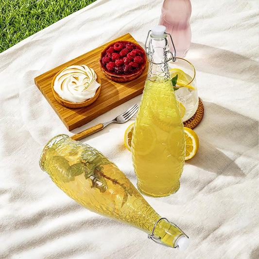 Nicunom 4 Pack 32 oz Swing Top Glass Bottles with Stopper, Airtight Flip Top Glass Bottles for Brewing, Kombucha, Beverages, Beer, Vinegar, Soda, Smoothies, Kefir, Juicing, Includes Brush & Funnel