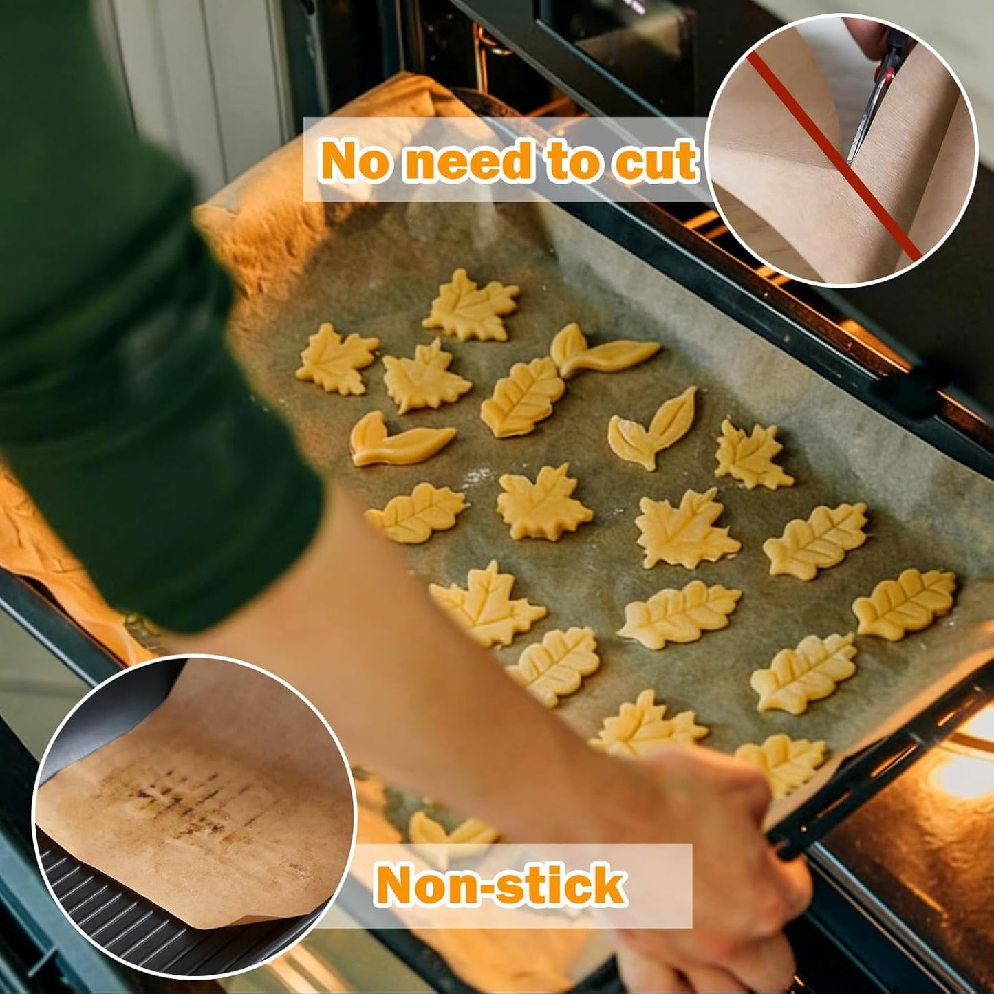 Unbleached Parchment Paper Roll - High Temperature Resistant Non-Stick Baking Paper | 12in x 49ft