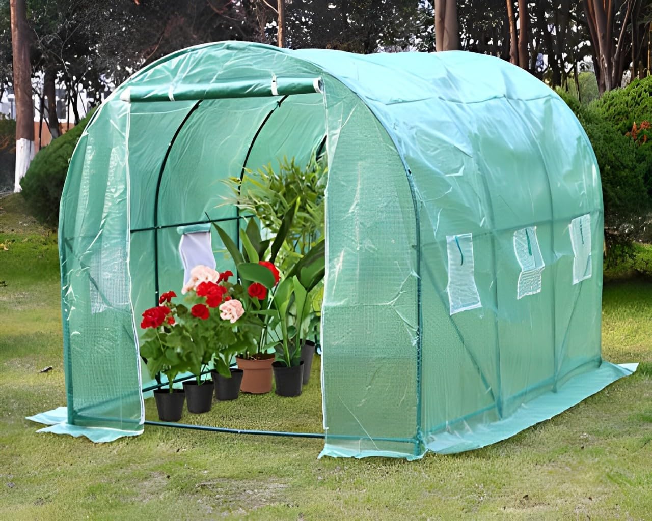Skiennix Greenhouse Kit - Walk-In Design with Observation Windows for Outdoor Plant Growth | 10' x 7' x 7'