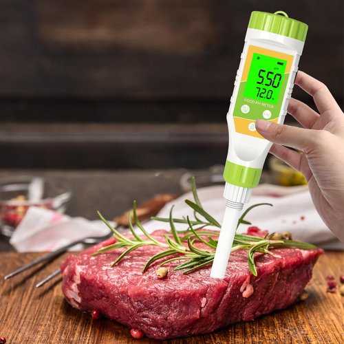 GISNPA Digital pH Meter for Food Hot Sauce Canned foodpH Tester 0.01 Resolution High Accuracy Food pH Testerwith Backlit LCD Display and ATC for MEA