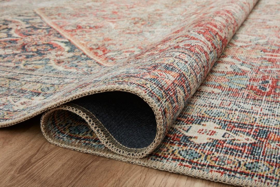 Loloi Amber Lewis Georgie Collection GER-01 Red/Navy 2'-6" x 7'-6", .19" Pile Height, Runner Rug