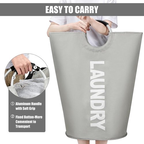 DOKEHOM X-Large Collapsible Laundry Basket - 125L Capacity, Durable Fabric, Grey Color