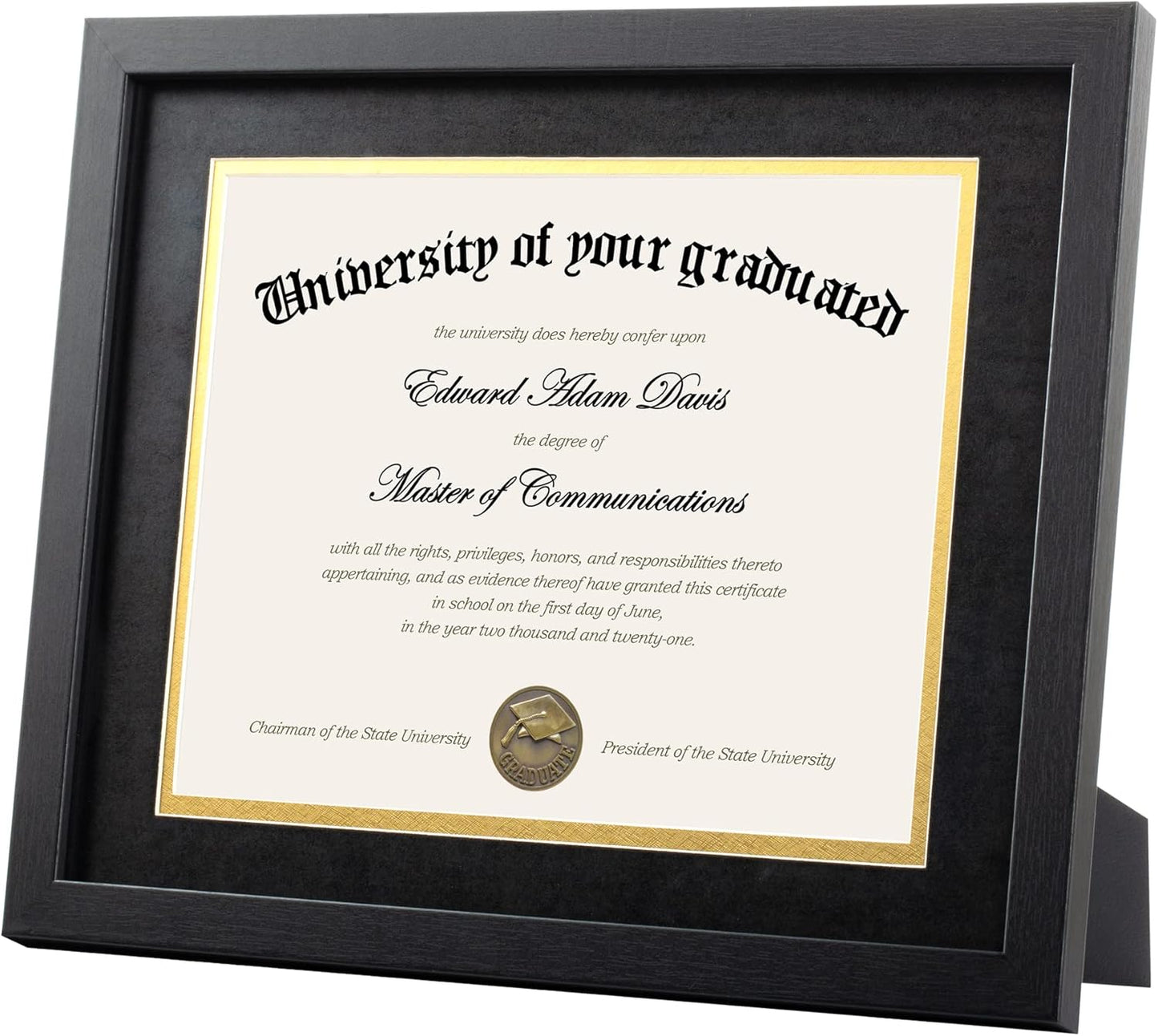 Upsimples 11x14 Diploma Frame - High Definition Glass Certificate Frame with Black Double Mat