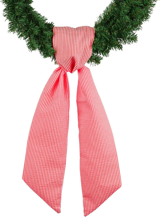 Skiennix Red Striped Wreath Sash - 5.12" Wide x 54" Long for Baby Showers & Summer Holiday Decor