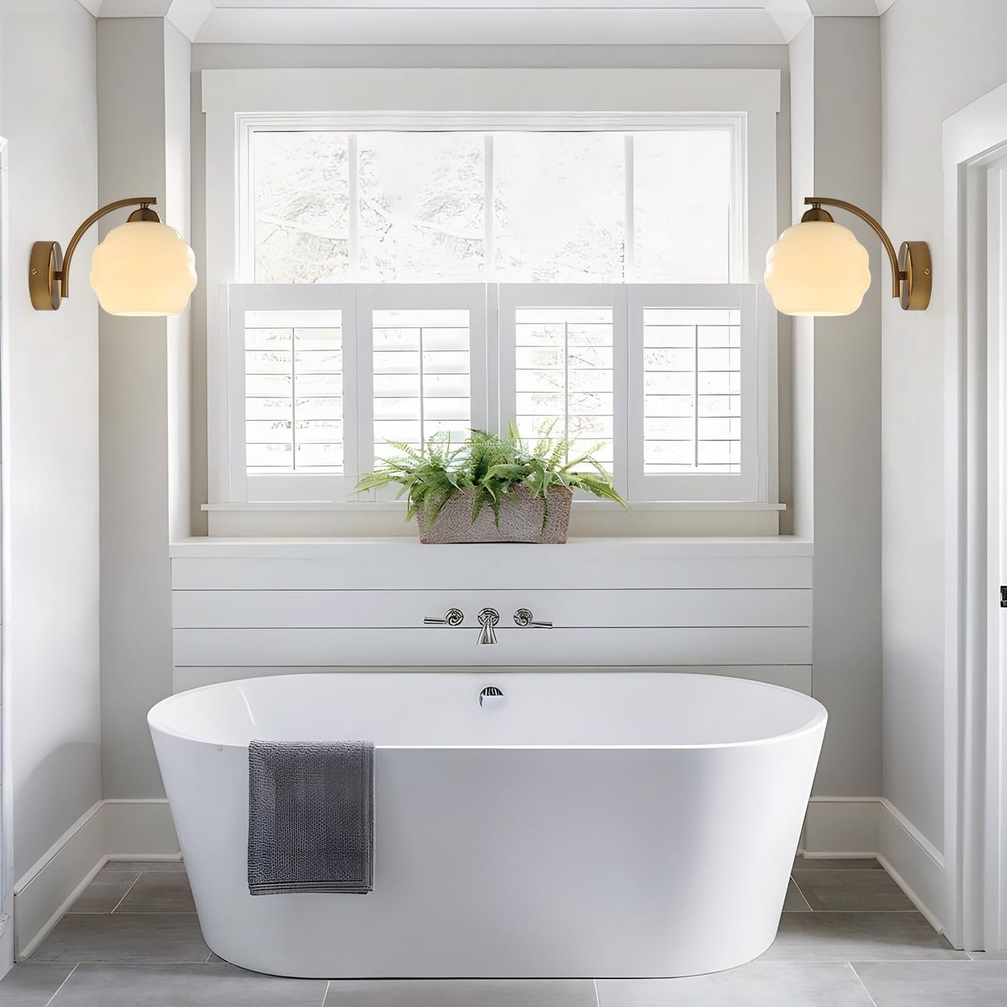 Gold Wall Sconce 1-Light Modern Wall Lighting Fixture Farmhouse Vanity Sconces Lights with Milk White Glass Shade Indoor Wall Sconce Lamp Wall Mount Light Fixture for Bedroom MWL02-1A