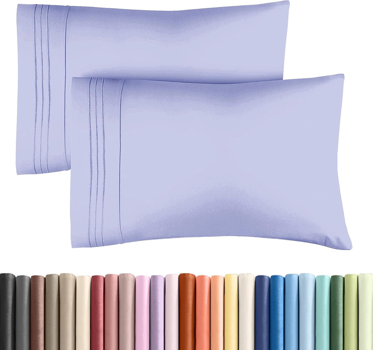 Queen Pillow Cases by Ultra Soft - Hotel Quality, Wrinkle-Free & Stain Resistant - 2 Piece Set in Lavender