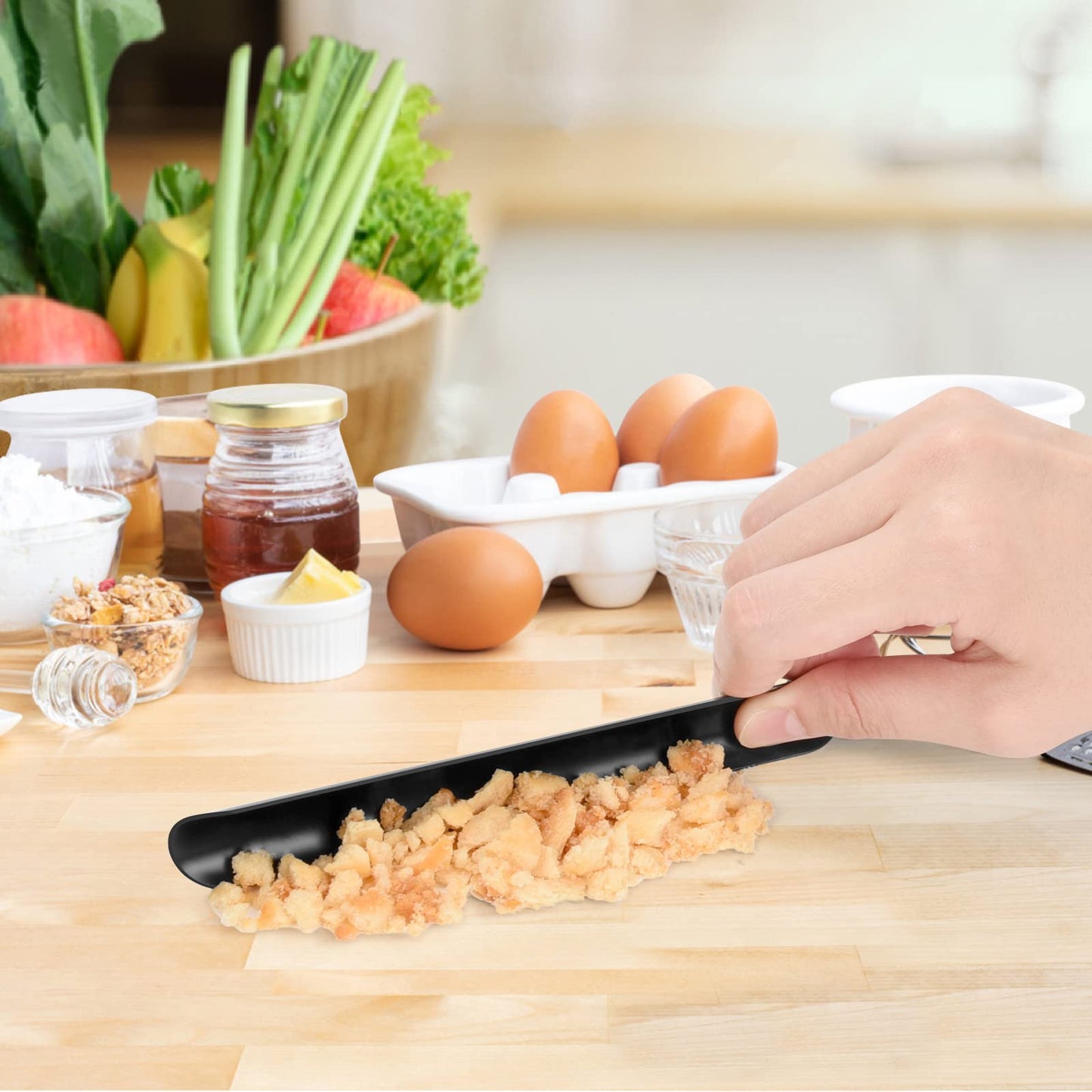 Scraper Tool Kitchen, Bread Crumb Catcher, Portable Stainless Steel Table Serveware Crumbers, Server Accessories for Waitress, Waiters, Restaurant Table Clean Tool Accessories (20 PACK, Black)