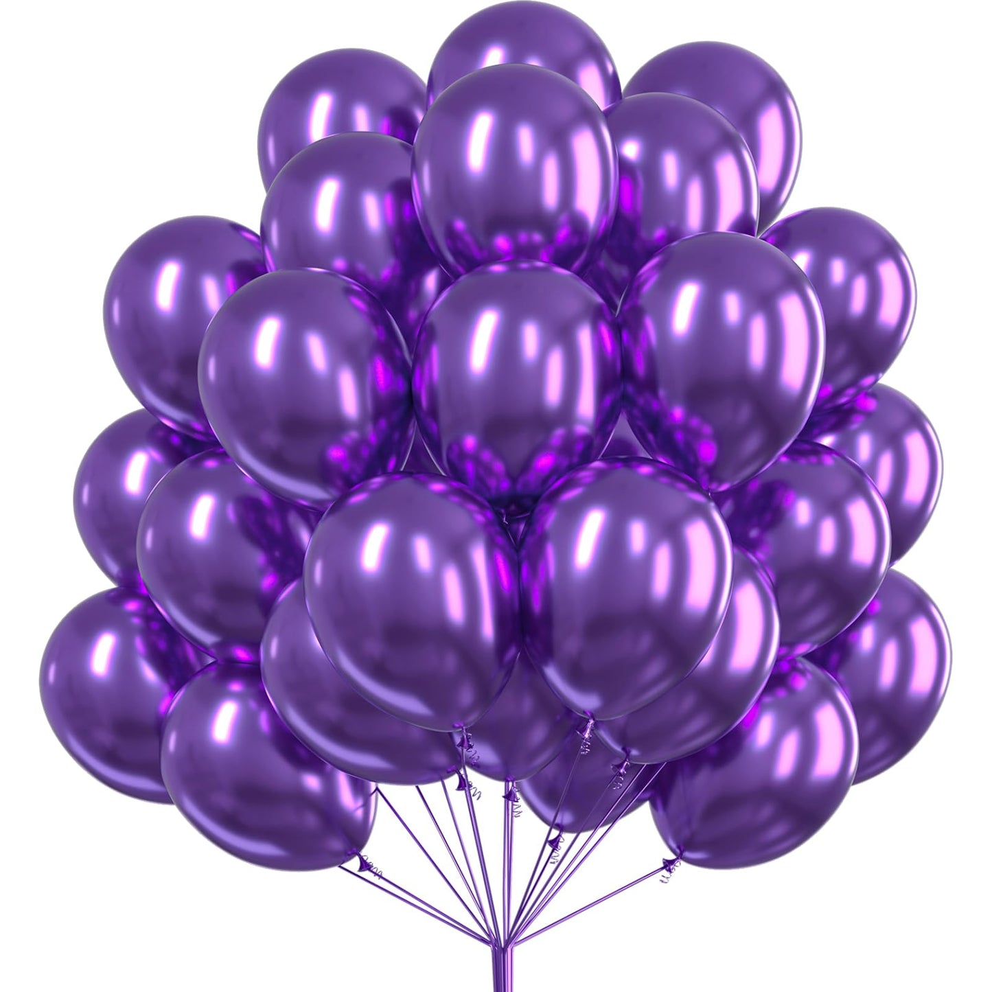 PartyWoo Metallic Purple Balloons 100 pcs 12 Inch Chrome Purple Latex Helium Balloons for Mardi Gras Graduation Wedding Baby Shower Anniversary Birthday Party Decorations Purple-G105