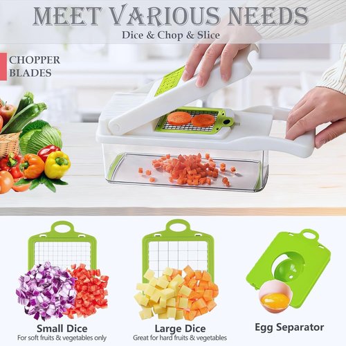 Dewpeton Pro-Series 20-in-1 Vegetable Chopper - Versatile Mandoline Slicer & Spiralizer for Onion Salad