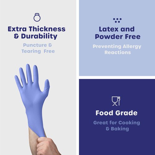 GUSTO Blue Nitrile Disposable Gloves [100 Count] 4 Mil Thick - Latex & Rubber Free - Non-Sterile, Powder-Free Gloves for Cleaning, Cooking, and Professional Use - Medium (Formerly Comfy Package)