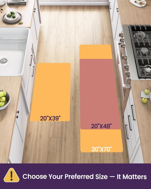DEXI Kitchen Mat Cushioned Anti Fatigue, Extra Thick Comfort Standing Floor Mats Waterproof, Memory Foam Antifatigue Runner Rug for Desk Office, Sink, Laundry, 39x20, Grey