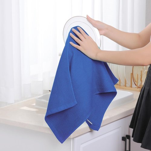Homaxy Kitchen Dish Towels - Ultra Soft 100% Cotton Waffle Weave, Quick Drying, 13 x 28 Inches, 6-Pack, Blueberry