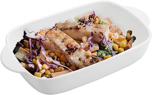 Foraineam Bakeware Set - 4 White Porcelain Baking Dishes | 7.5 x 5 Inch Rectangular Pans for Cooking & Banquets