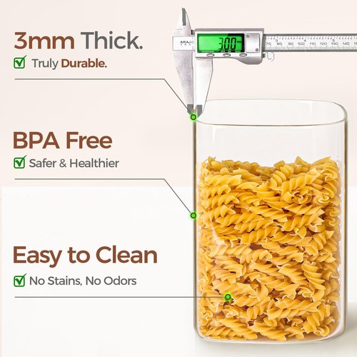 ComSaf Glass Storage Containers - 1.2 Gallon Wide Mouth Jars with Lids | 2-Pack for Flour, Sugar & Cereal