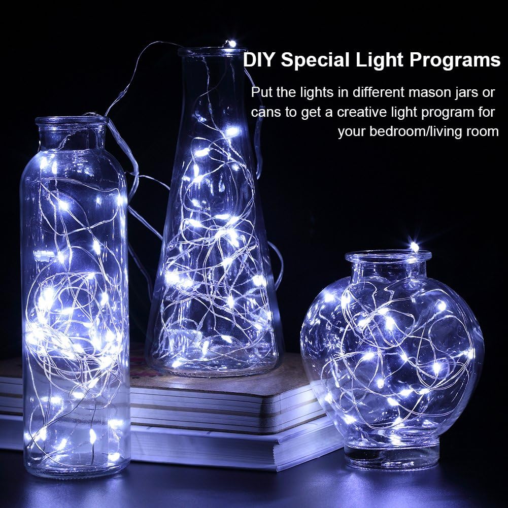 Battery Operated Fairy Lights - 50 LED Copper Wire String Lights with Remote & Timer, 16.4ft Waterproof Twinkle Lights for Christmas, Wedding & Home Decor