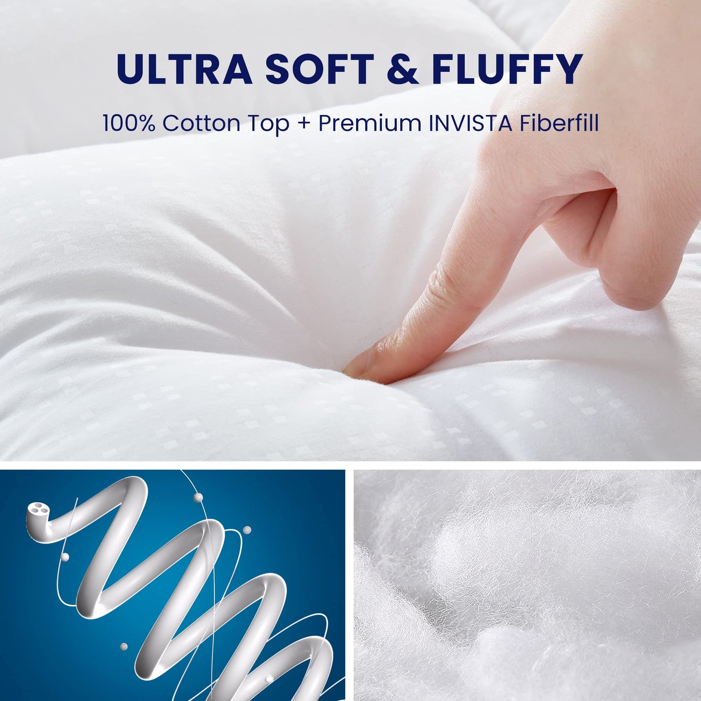 SLEEP ZONE Cotton Mattress Pad Twin XL College Dorm Bedding, Soft Fluffy Cotton Top Mattress Topper, Machine Washable Mattress Protector Cover Fits 8-21 inch Deep Pocket, Twin XL