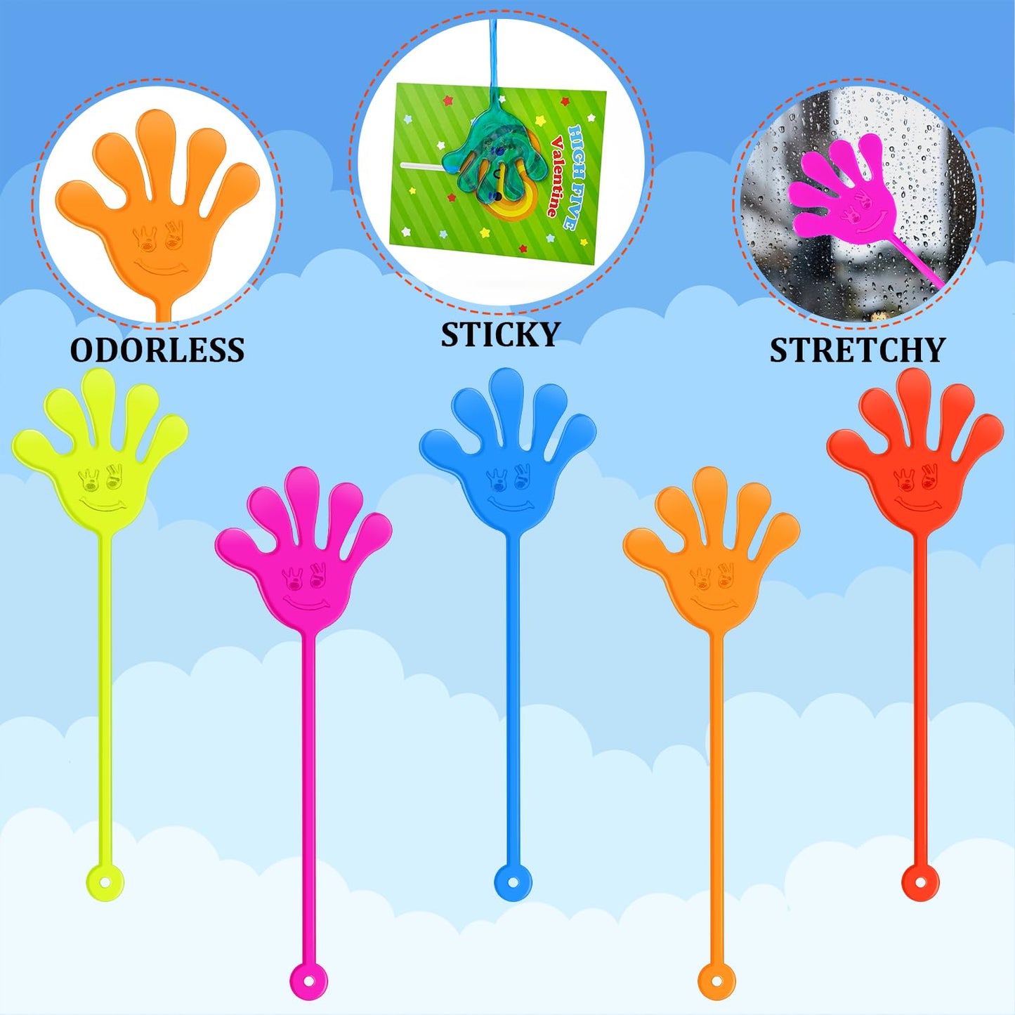 Preschool Valentines Day Gifts for Kids Classroom,28 Pack Valentine Sticky Slappy Hands Toys with Exchange Cards,Valentine Non Candy Party Favors,School Classroom Treats & Prizes for Toddler Boys Girl
